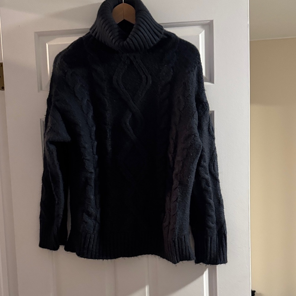 Ann Taylor Blue Cable Knit Turtleneck Sweater